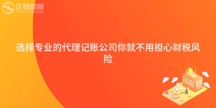 选择专业的代理记账公司你就不用担心财税风险